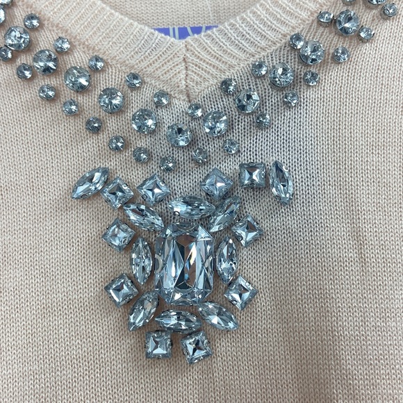 Hot in Hollywood cashmere blend soft pink tunic sweater faux rhinestone detail - Picture 15 of 16